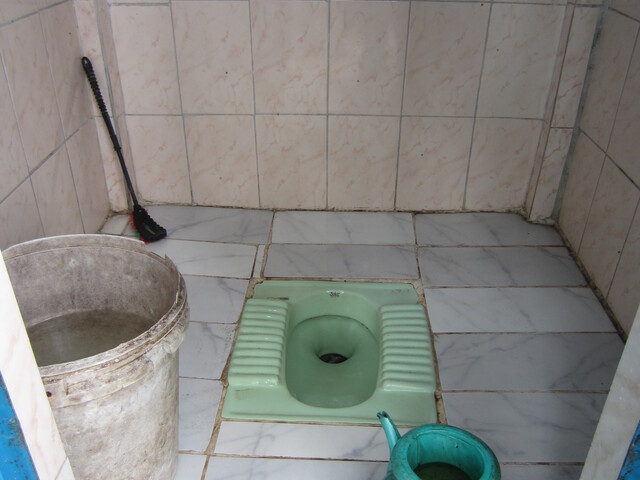 Toilet with cleaning materials