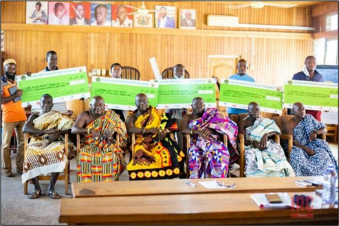 Small grant winners and local dignitaries in Asutifi North District, Ghana