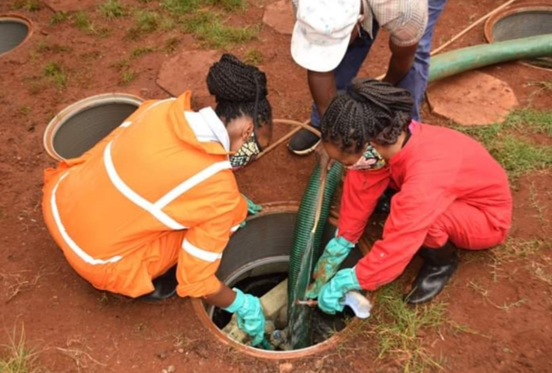 Female Wastewater operators servicing a client’s Johkasou wastewater treatment plant, Kenya, 2022
